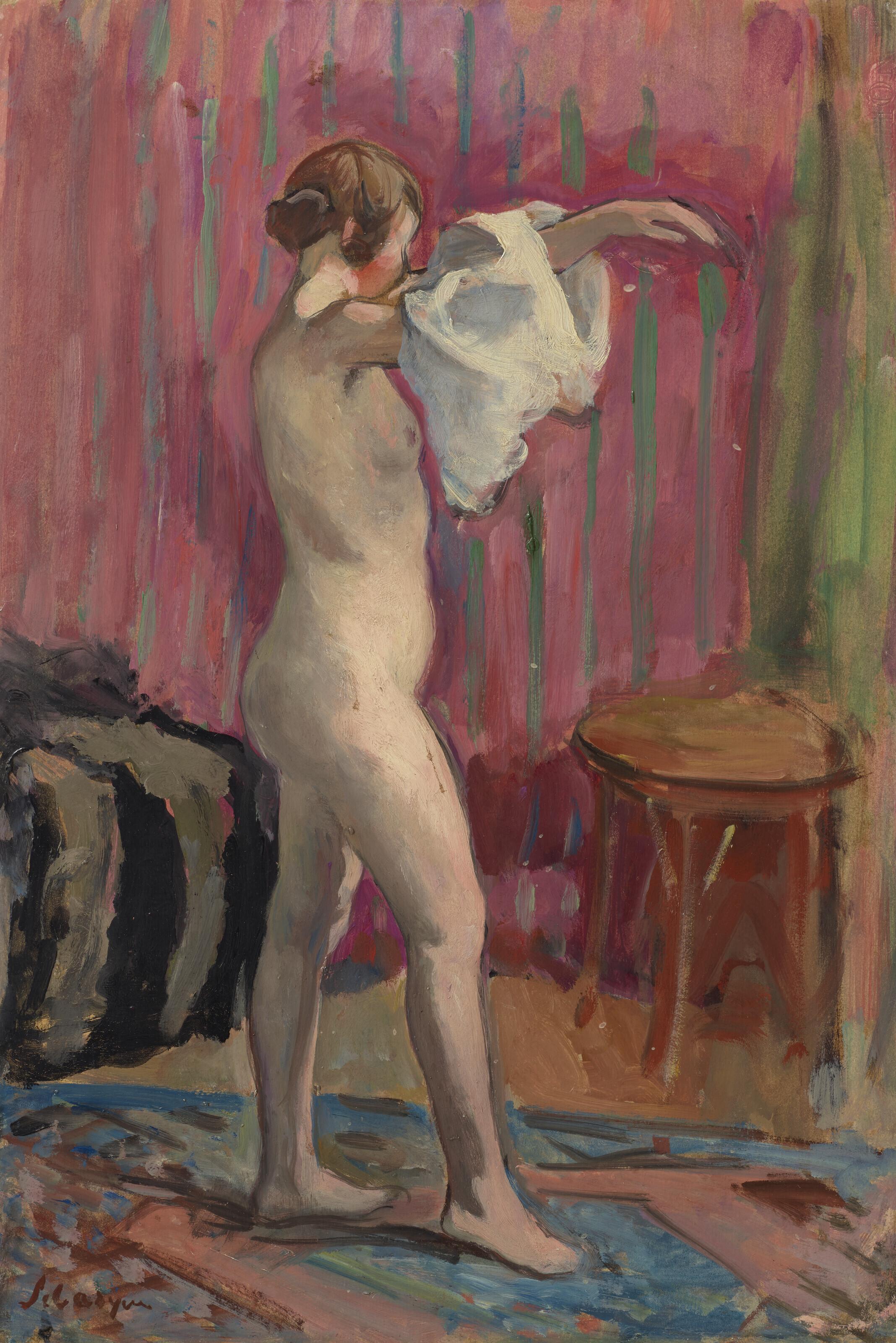 Henri Lebasque - Jeune femme enfilant sa chemise