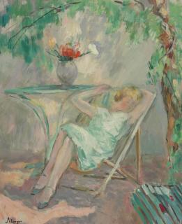 Henri Lebasque - Jeune fille assise dans le jardin