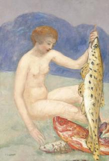 Henri Lebasque - Jeune fille aux poissons