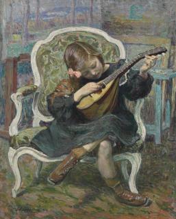 Henri Lebasque - La petite mandoliniste (Marthe Lebasque)