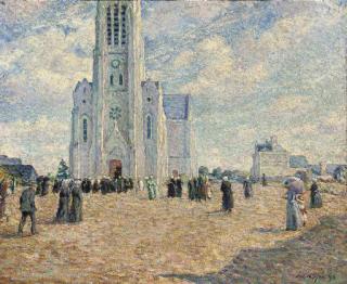 Henri Lebasque - La place de l\'église, Bretagne