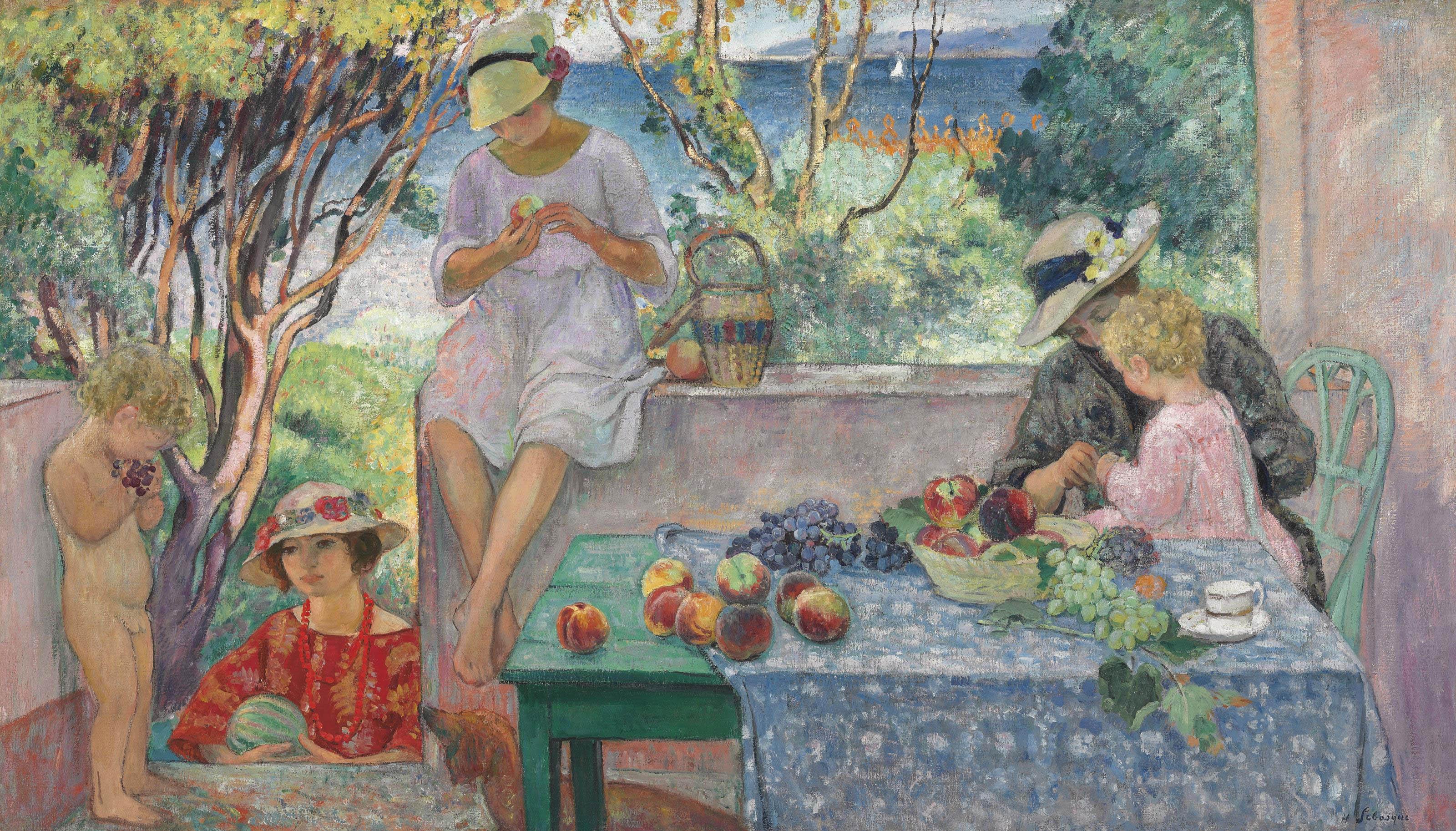 Henri Lebasque - Le goûter sur la terrasse à Sainte-Maxime