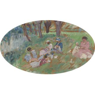 Henri Lebasque - Les Andelys, La Famille Lebasque Au Bord De L\'Eau