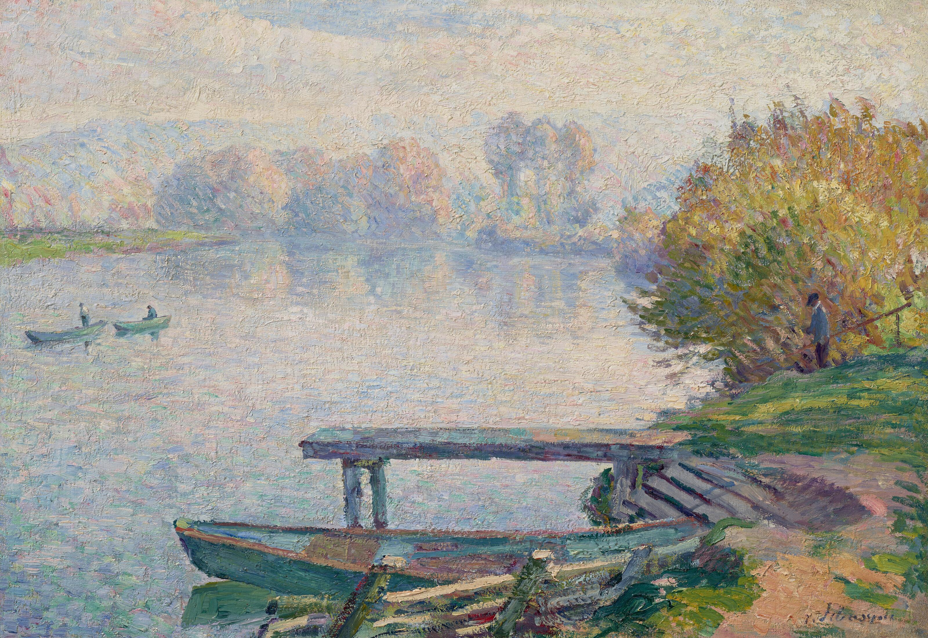 Henri Lebasque - L\'étang de Saint-Pierre, pêcheur et barques