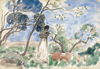 Henri Lebasque - Nono Lebasque Lisant Dans Un Paysage Provençal