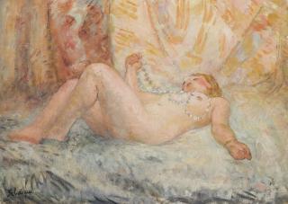 Henri Lebasque - Nu allongé au collier de perles