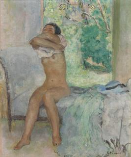 Henri Lebasque - Nu assis otant sa chemise