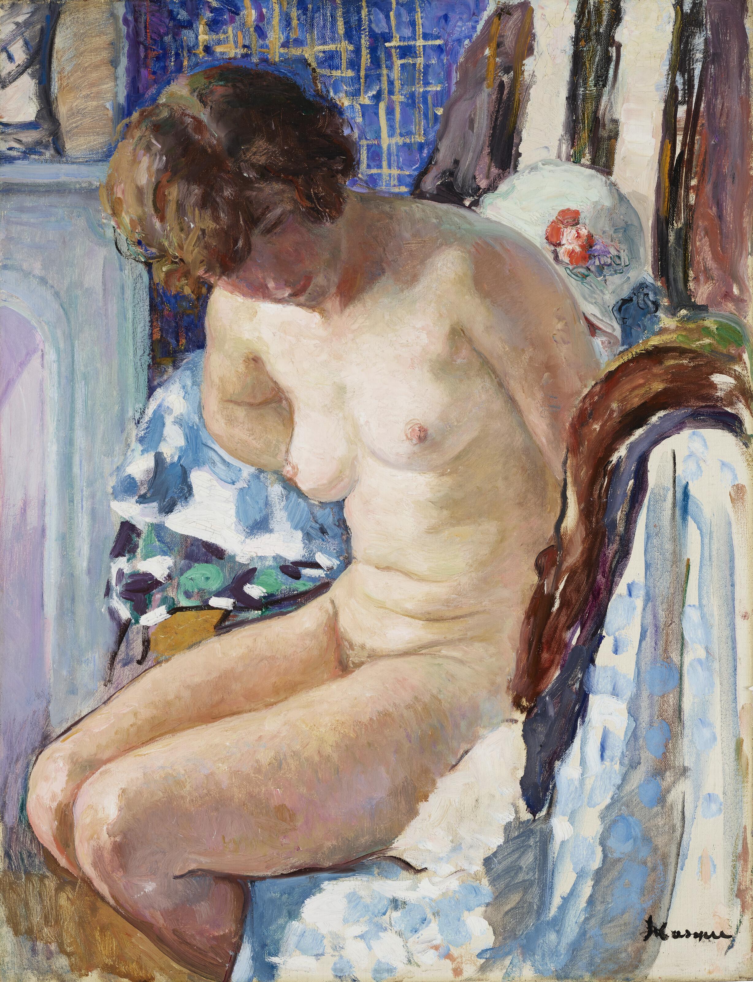 Henri Lebasque - Nu assis près de la cheminée