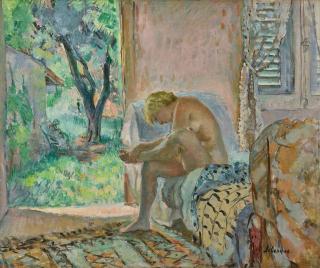 Henri Lebasque - Nu assis sur un canapé près de la fenêtre
