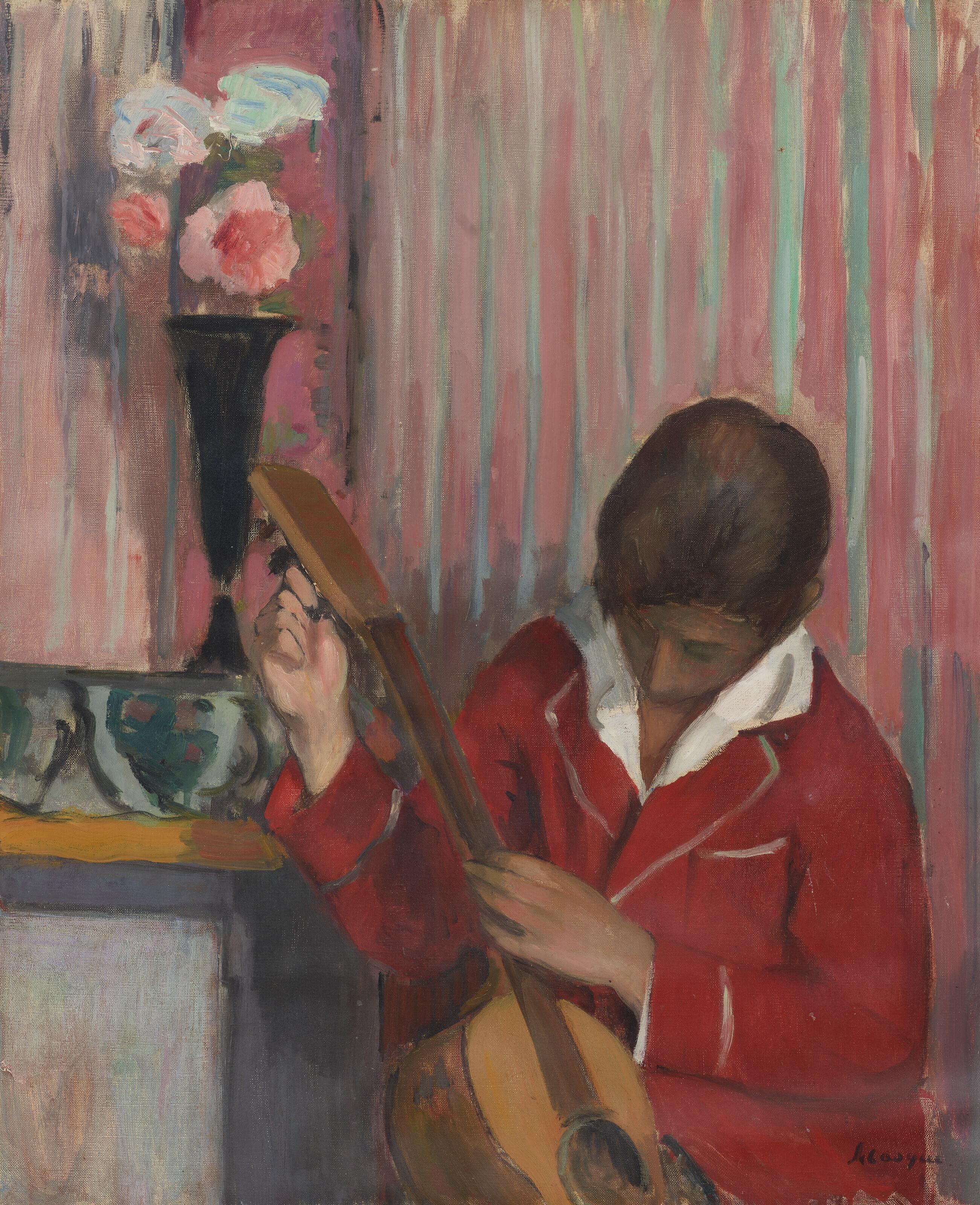 Henri Lebasque - Pierre Lebasque jouant de la guitare