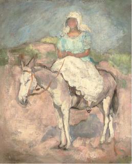 Henri Lebasque - Saint-Jean-De-Monts, Jeune Femme Sur Un Âne