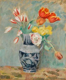 Henri Lebasque - Tulipes dans un pichet bleu