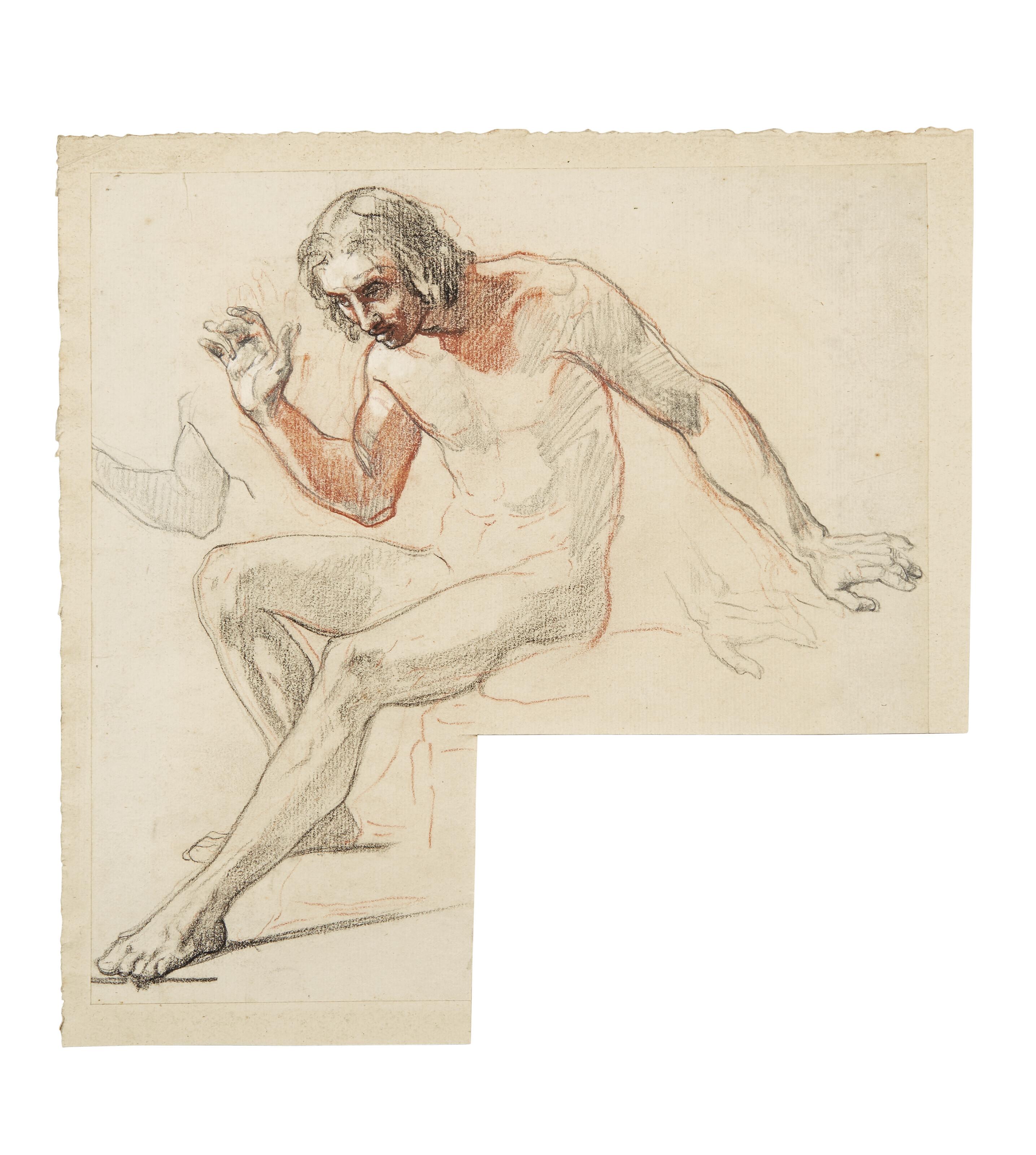 Henri Lehmann - Académie D\'Homme Assis, Le Bras Droit Levé