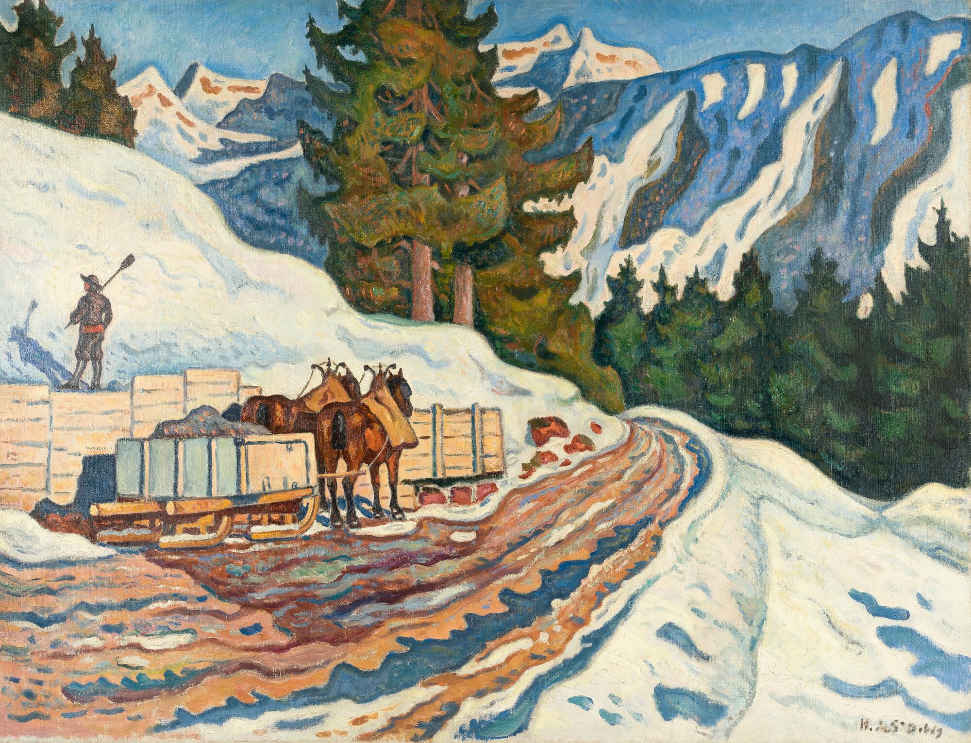 Henri Liénard de Saint-Delis - Paysage de neige en Suisse