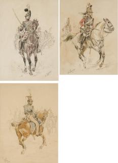 Henri-Louis Dupray - Suite de trois soldats à cheval