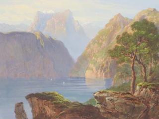 Henri-Luc Mottu - Un paysage montagneux avec un lac