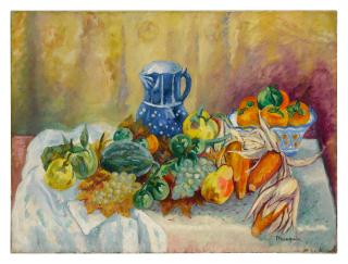 Henri Manguin - Melon, raisins, poires, maïs et pot bleu