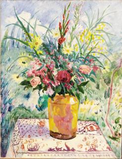 Henri Manguin - Pot jaune et glaïeuls roses