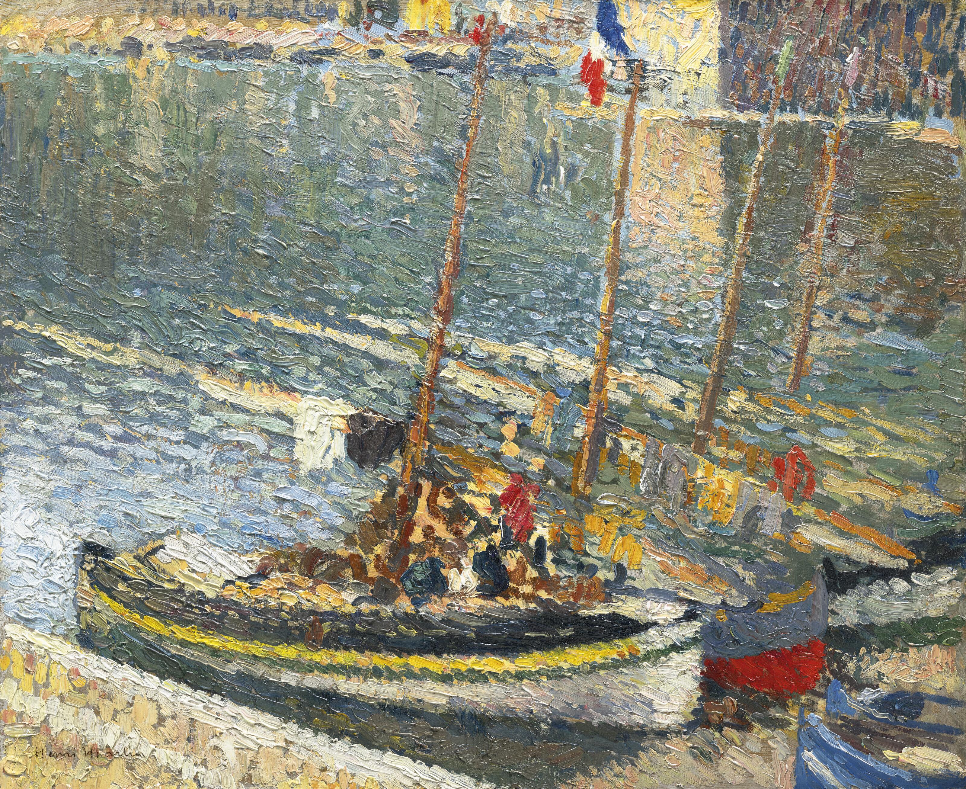 Henri Martin - Barques à Collioure (le 14 Juillet)