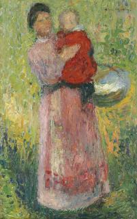 Henri Martin - Femme portant dans ses bras un enfant en rouge