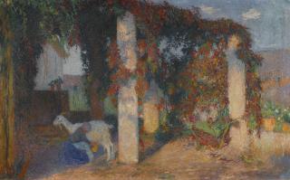 Henri Martin - Jeune Fille Trayant Une Chèvre Sous Une Des Pergolas De Marquayrol