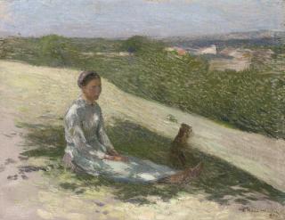Henri Martin - La jeune paysanne et son chien