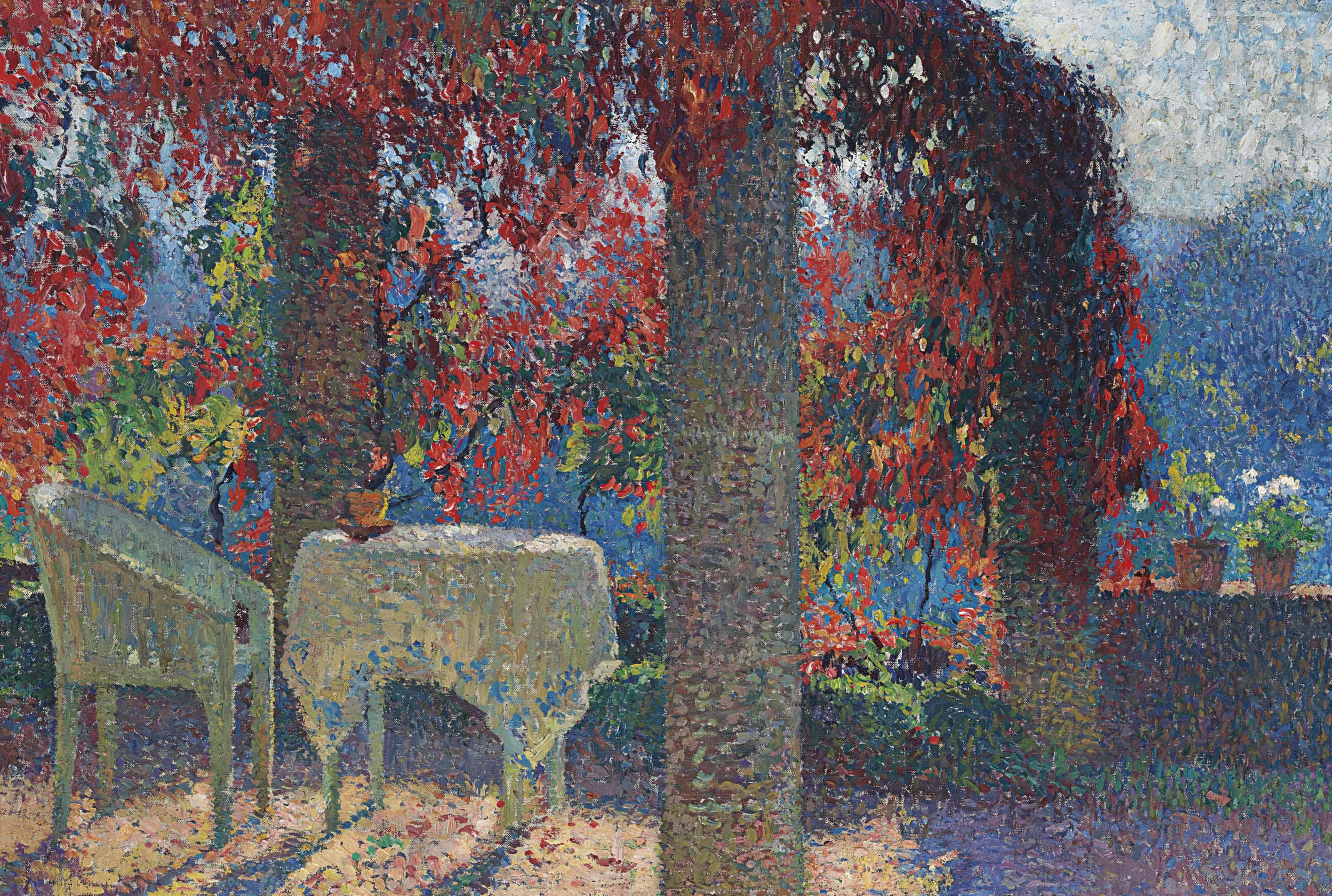 Henri Martin - La pergola de la cuisine à Marquayrol, un matin d\'automne