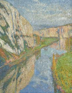 Henri Martin - Le lot aux pieds des falaises de Saint-Cirq-Lapopie