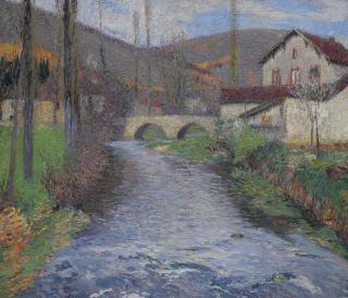 Henri Martin - L\'École Et Le Pont Sur Le Vert À Labastide-Du-Vert