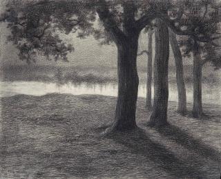 Henri Martin - Paysage au clair du lune