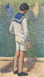 Henri Martin - Petit garçon au bord du Bassin du Jardin du Luxembourg à Paris