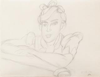 Henri Matisse - Buste de femme au chapeau, accoudée sur le lit de repos