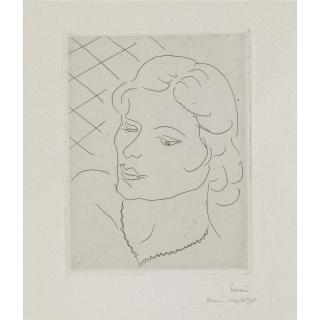 Henri Matisse - Tete De Jeune Femme Sur Fond A Carreaux (D. 223)