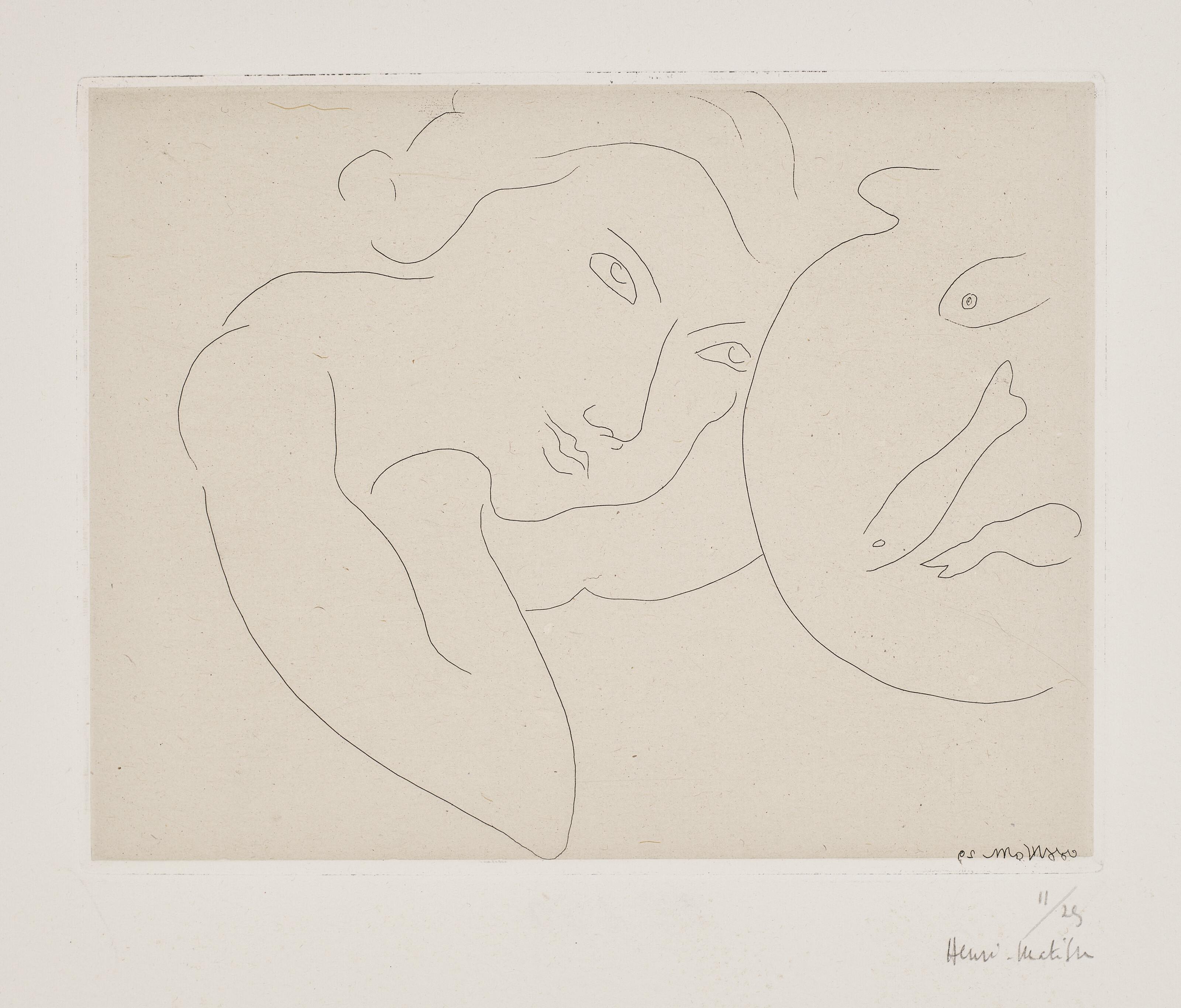 Henri Matisse - Tête penchée et bocal de poissons