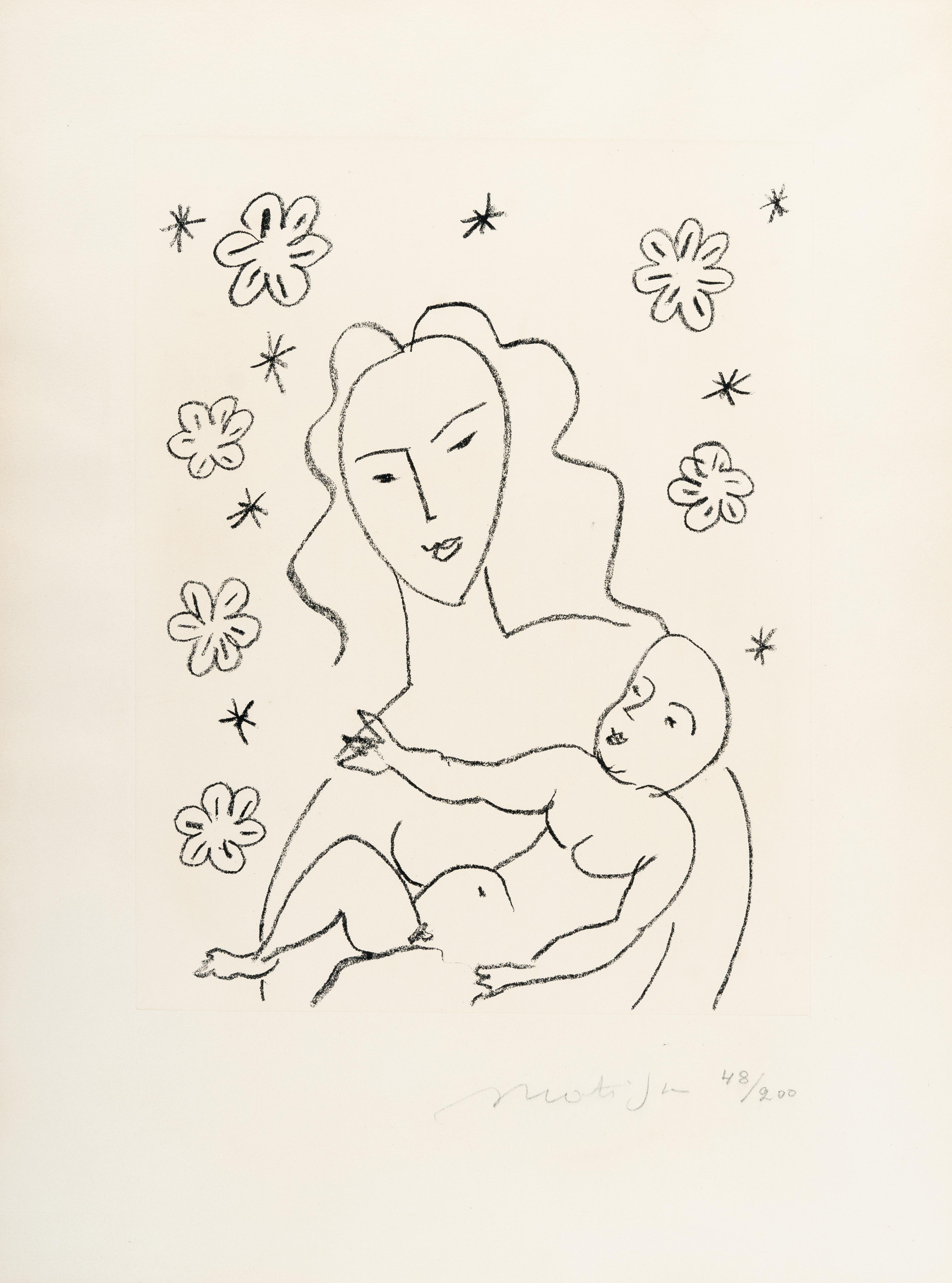 Henri Matisse - Vierge et Enfant sur fond de fleurs et d’etoiles