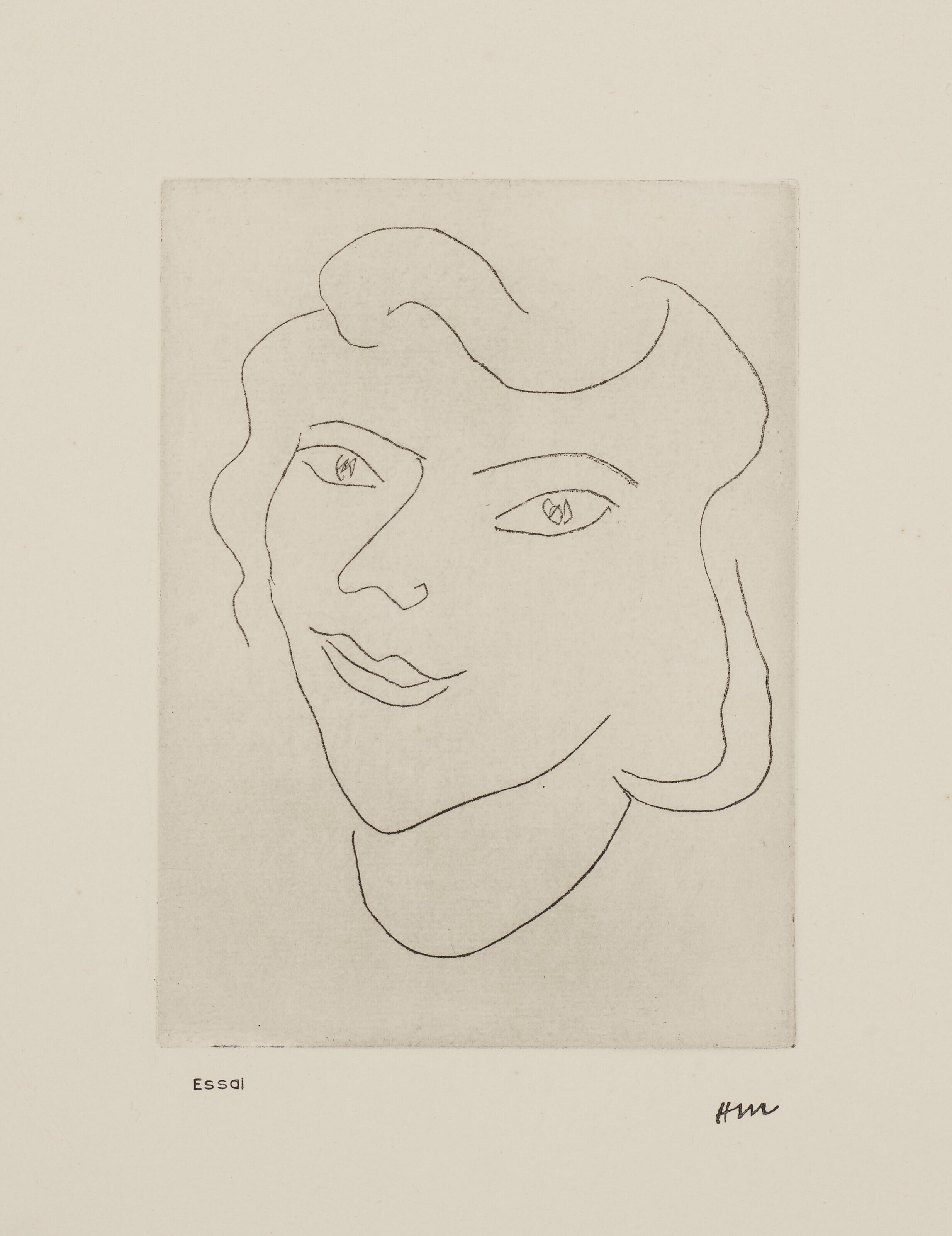 Henri Matisse - Visage triangulaire, mèche en forme de voluté