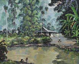 Henri Mège - Country Landscape Near Hue