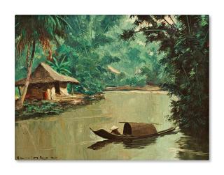 Henri Mège - Matinée Dans Un Village D\'Annam Près De Hue (The Morning In A Village Near Hue Annam, Center Of Vietnam)