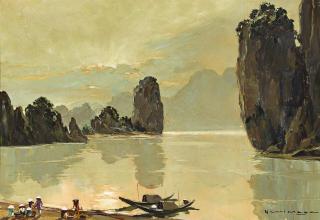 Henri Mège - Soir Au Soleil Couchant En Baie D\'Along, Tonkin