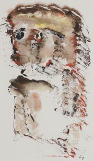 Henri Michaux - Untitled (Head In Brown & Red)