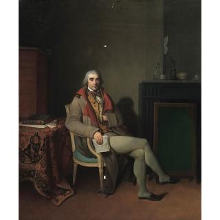 Henri-Nicolas van Gorp - Portrait D\'Homme Assis Dans Un Intérieur Lisant La Gazette Nationale