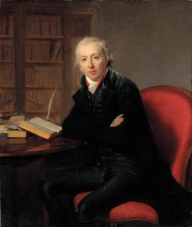 Henri-Pierre Danloux - Portrait of a gentleman, said to be the poet Roger Delile, small three-quarter-length, in a black jacket, seated at a desk in a study