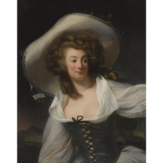 Henri-Pierre Danloux - Portrait Of The Artist\'S Wife Marie-Pierrette-Antoinette Danloux, Née De Saint Redan (1765-1844), Half Length, Wearing A White Hat