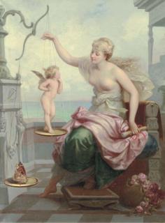 Henri-Pierre Picou - Weighing Cupid Against A Butterfly