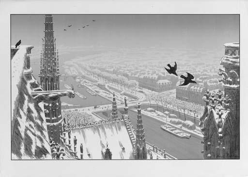 Henri Rivière - Paysages Parisiens: Paris vu de Montmartre; Quai d\'Austerlitz; L\'Institut et la Cité; Les Fortifications; Le Pont des Saints-Pères et le Louvre; Du Haut des Tours de Notre-Dame (Fields p. 77, no. 2-7)