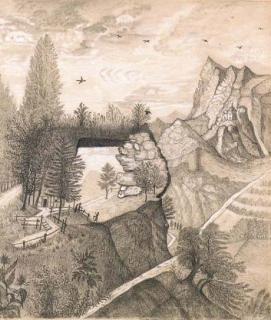 Henri Rousseau - Promeneurs s\'acheminant vers un chalet de montagne