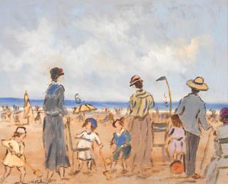 Henri Saint Clair - Scène de plage animée