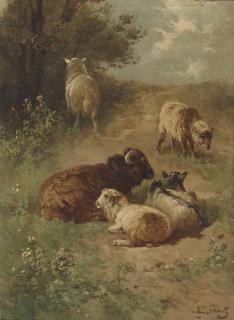 Henri Schouten - Sheep on a sandy track