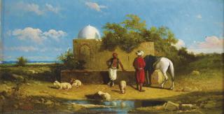 Henri Van Wyk - Fontaine Aux Environs De Tunis, D\'Après Charles-Emile Vacher De Tourneminehenri Van Wyk After Charles-Emile Vacher De Tournemine; Fountains Near Tunis ; Signed Lower Left ; Oil On Panel