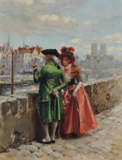 Henri Victor Lesur - A Stroll By The Seine, Paris